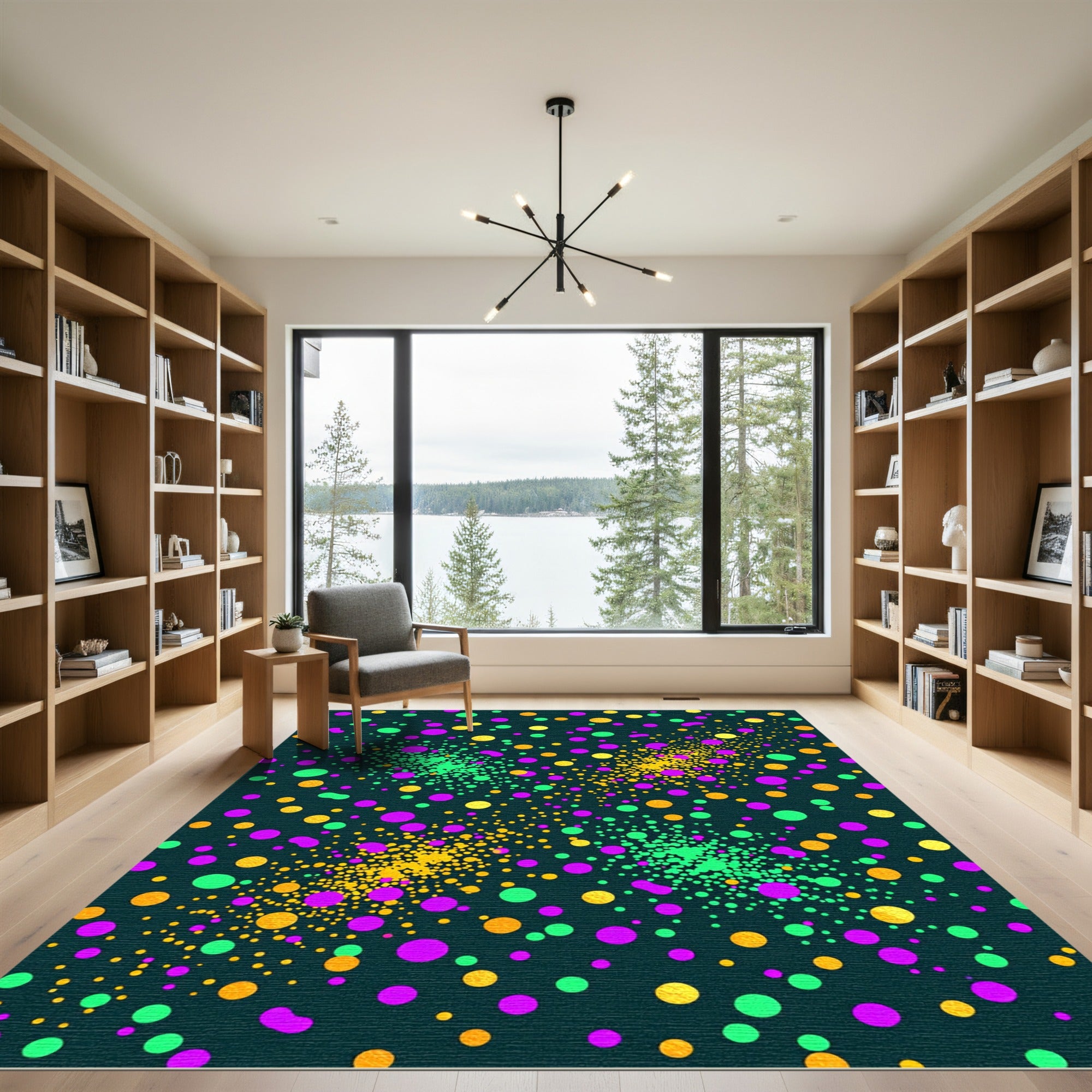 Vibrant Neon Polka Dot Confetti Art Rug