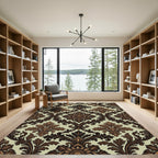 Brown Floral Damask Background Rug