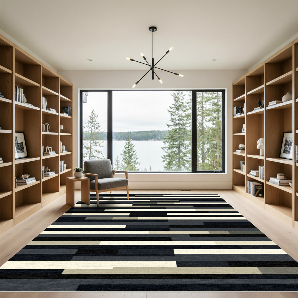 Modern Monochromatic Abstract Linear Rug
