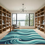 Abstract Teal Ocean Ripple Wave Rug