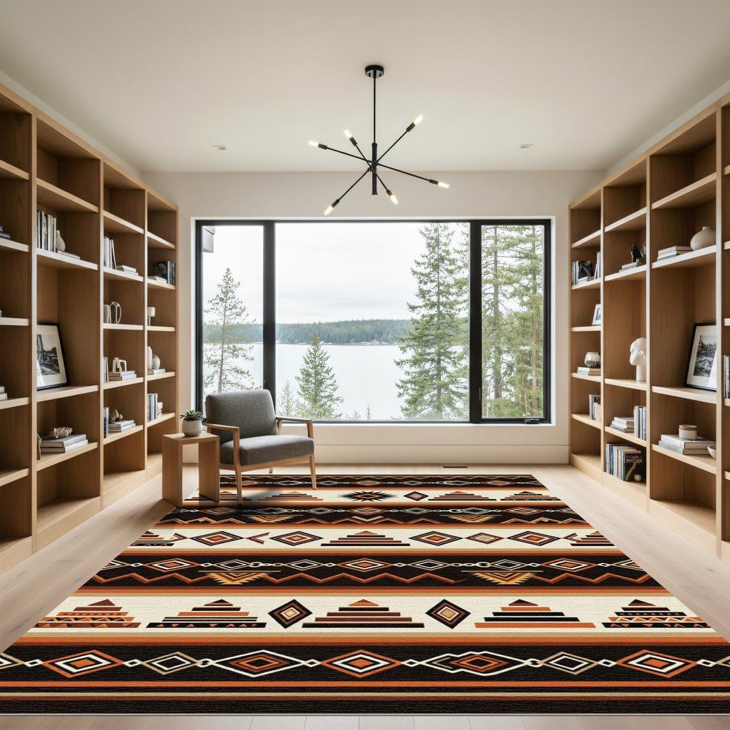 Earthy Tones Geometric Pyramid Stripe Rug
