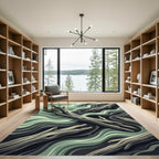 Earthy Sage Driftwood Abstract Wave Rug