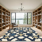 Navy and Beige Clover Trellis Area Rug