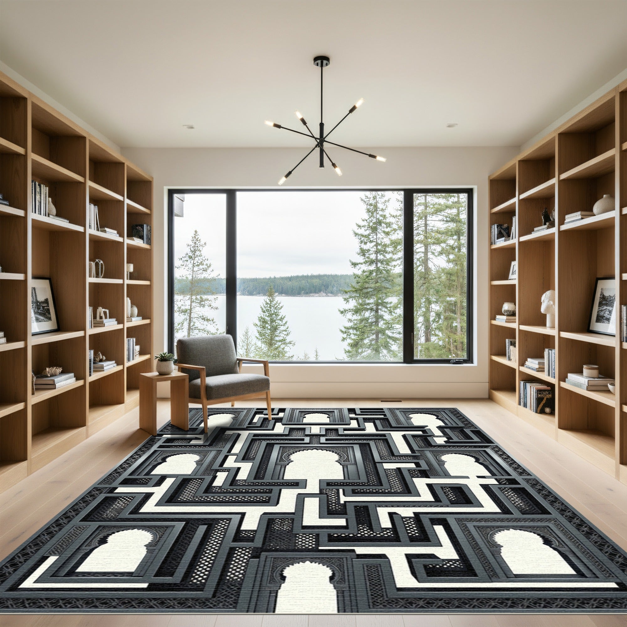 Ornate Arabesque Labyrinth Arch Rug