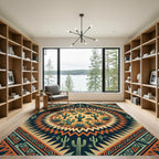 Southwestern Cactus Art Deco Earth Tone Rug