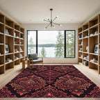Ornate Red and Gold Damask Rug