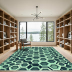 Modern Mint Geometric Honeycomb Wall Rug