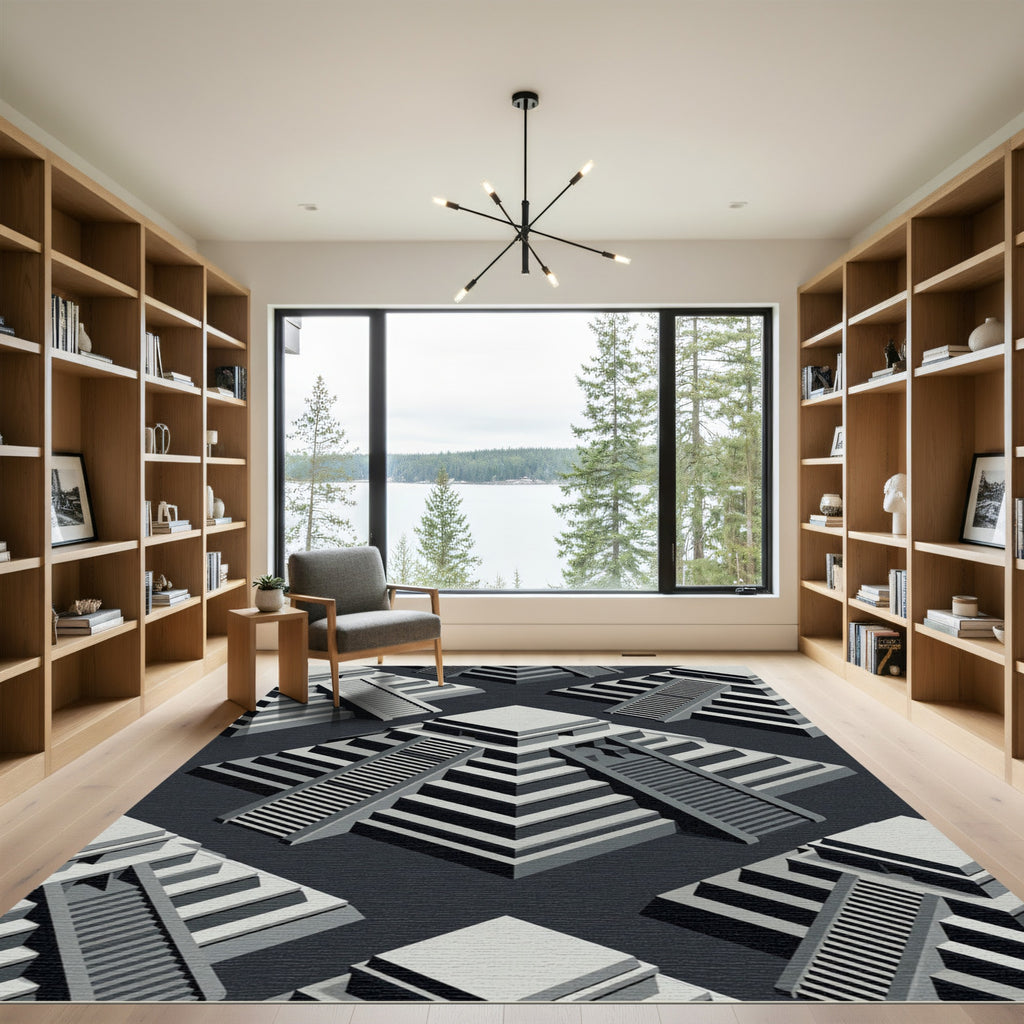 Monochromatic Geometric Step Pyramid Repeat Rug
