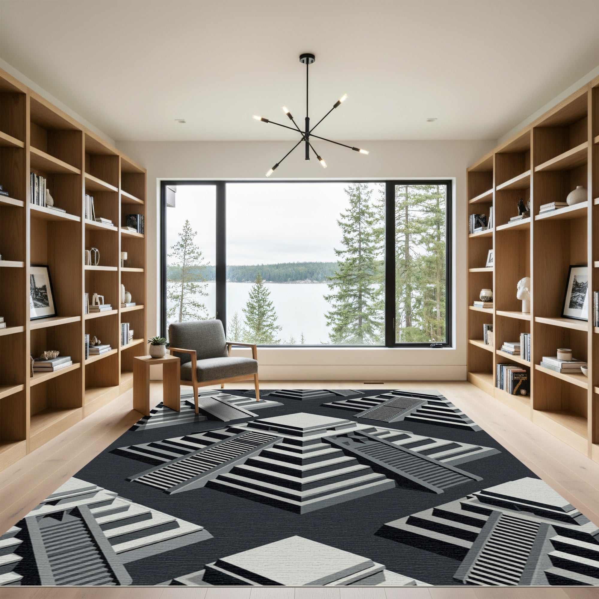 Monochromatic Geometric Step Pyramid Repeat Rug