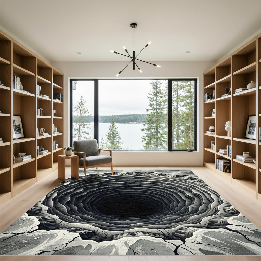 Monochromatic Circular Abyss Geological Landform Rug