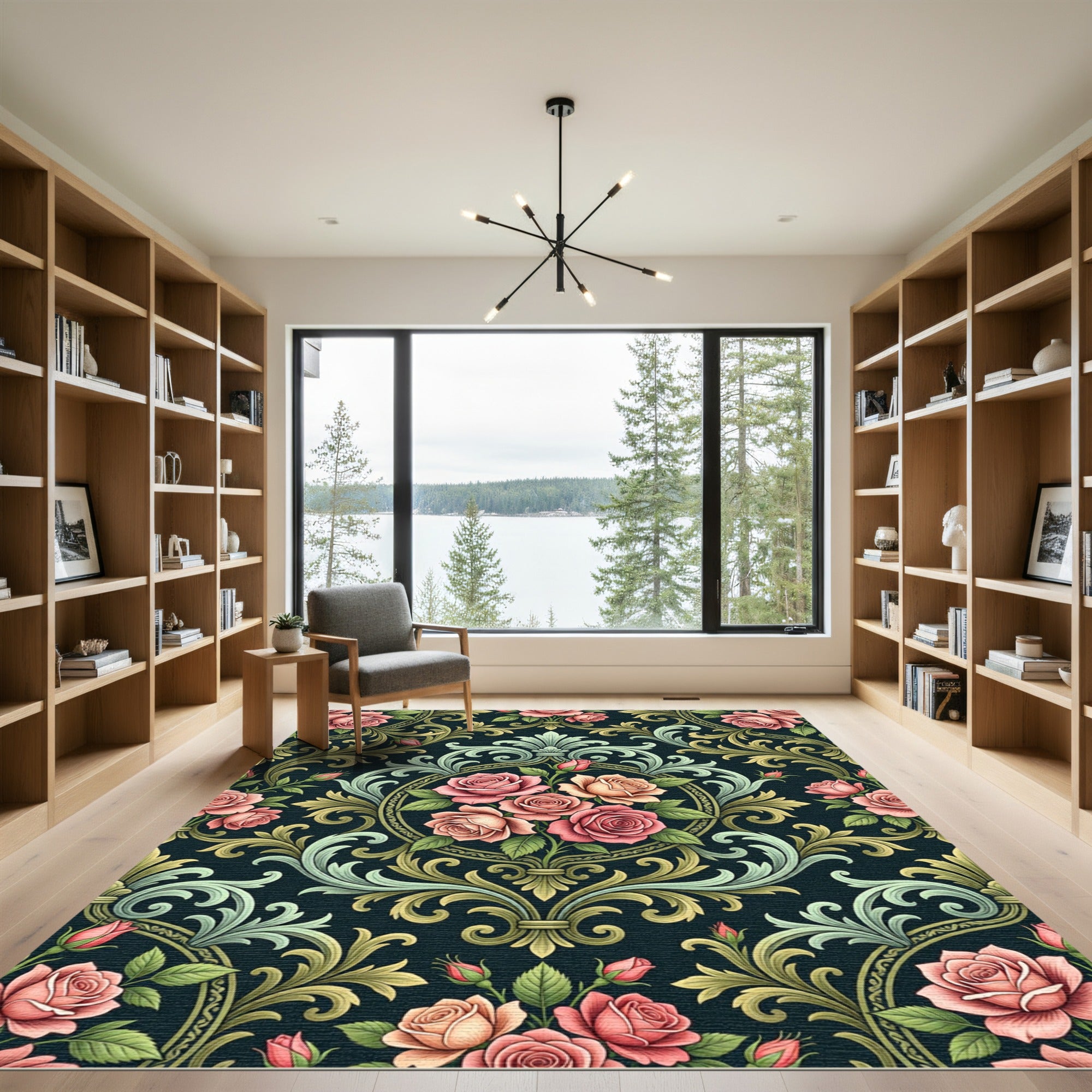 Elegant Victorian Rose Damask Medallion Rug