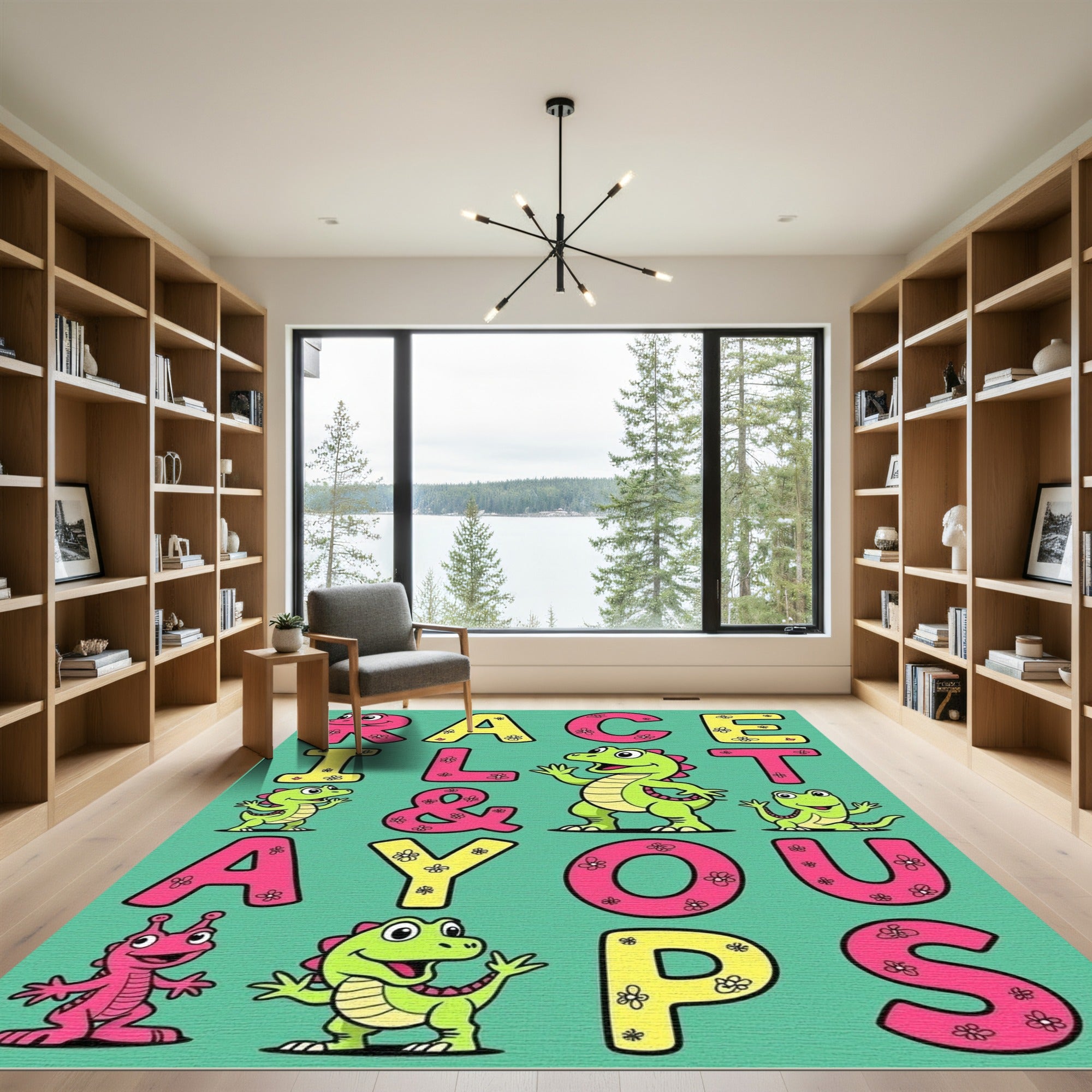 Fun Dino Frog Alphabet Letters Rug