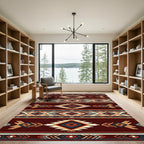Rich Crimson Navajo Diamond Stripe Rug