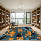 Playful Orange and Black Cats Collage Rug