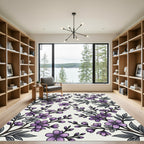 Purple And Gray Blossom Branches Rug