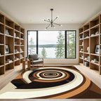 Modern Mid-Century Caramel Swirl Circular Art Rug