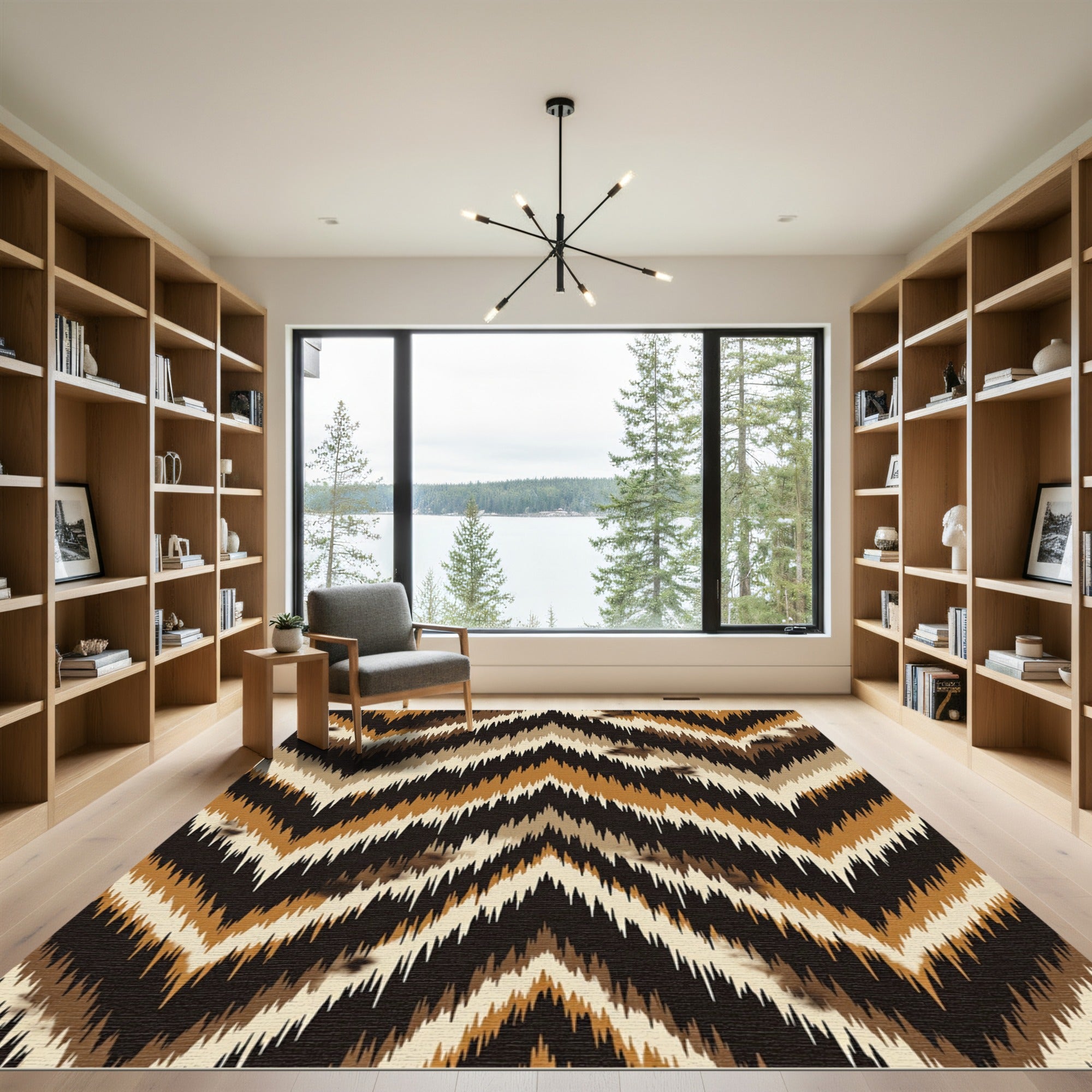 Earthy Geometric Zigzag Chevron Rug