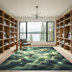 Ethereal Green Nebula Cosmic Tree Rug