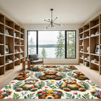 Whimsical Teddy Bear Floral Garden Rug