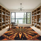 Radiant Amber Geometric Sun Star Rug