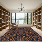 Ornate Navy and Amber Floral Mandalas Rug