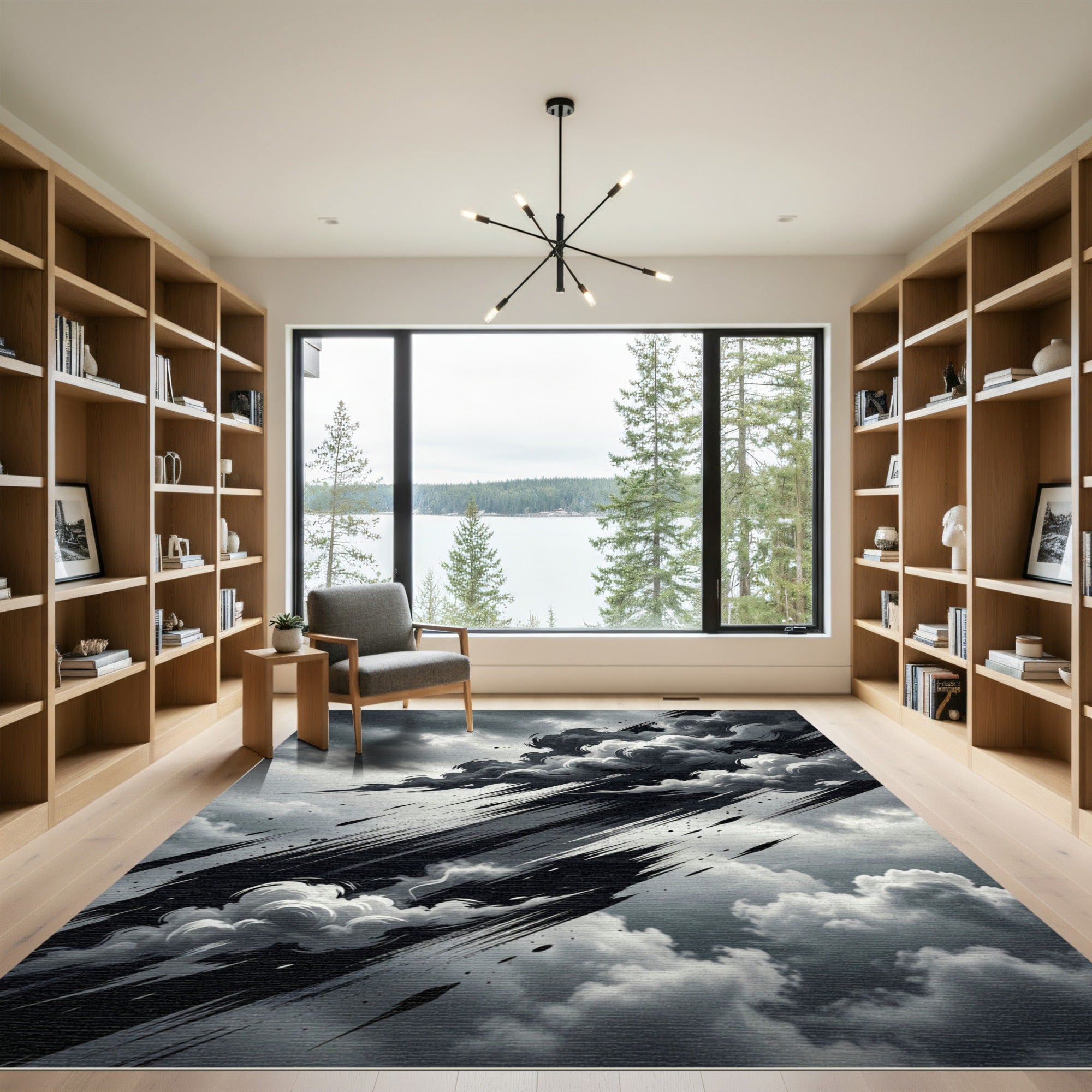 Dramatic Black and White Stormy Sky Rug