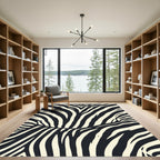 Bold Monochrome Abstract Zebra Wave Rug