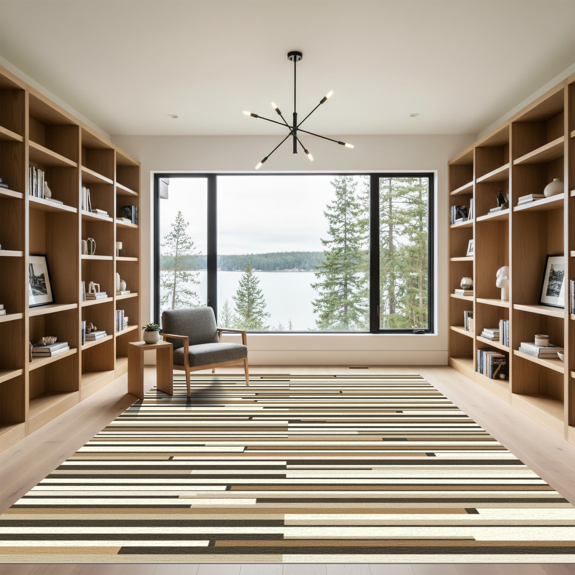 Earthy Tones Geometric Stripe Composition Rug