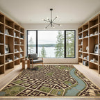 Vintage Cartographic City Grid Map Rug