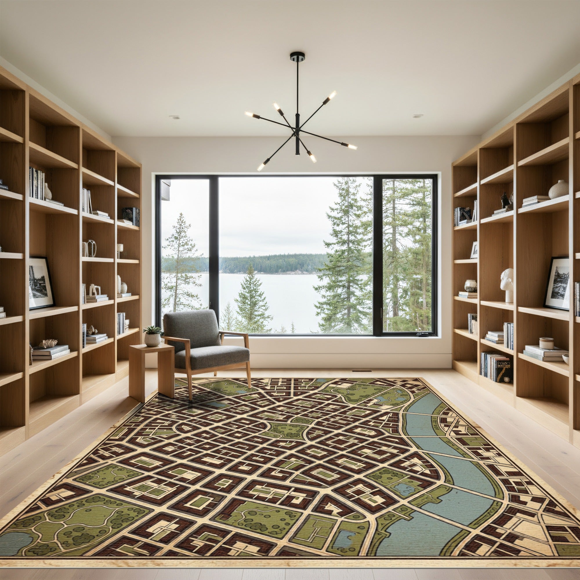Vintage Cartographic City Grid Map Rug