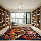 Red Gold Pagoda Lattice Tapestry Rug