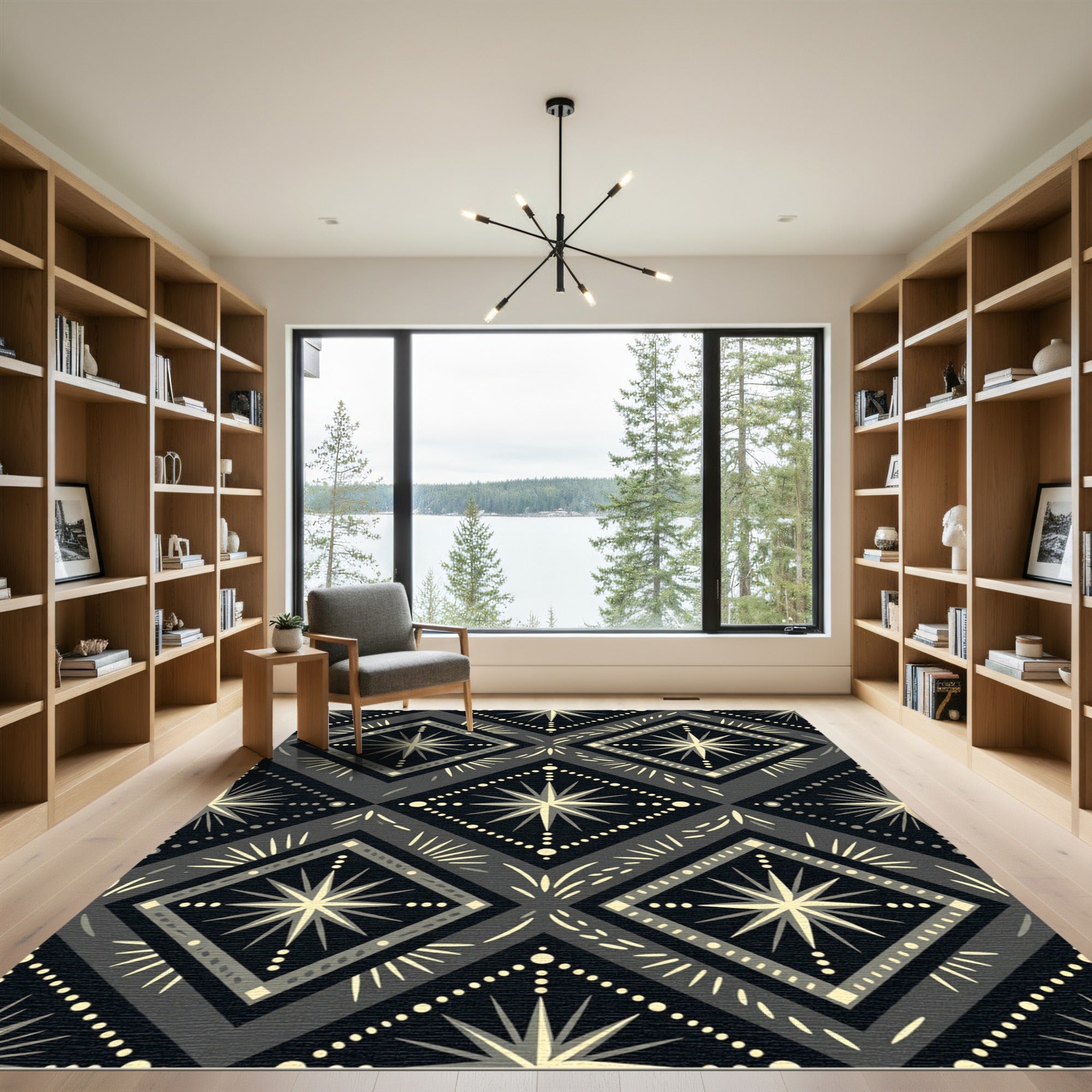Monochromatic Diamond Starburst Geometric Rug