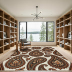 Warm Earthy Tone Paisley Floral Rug