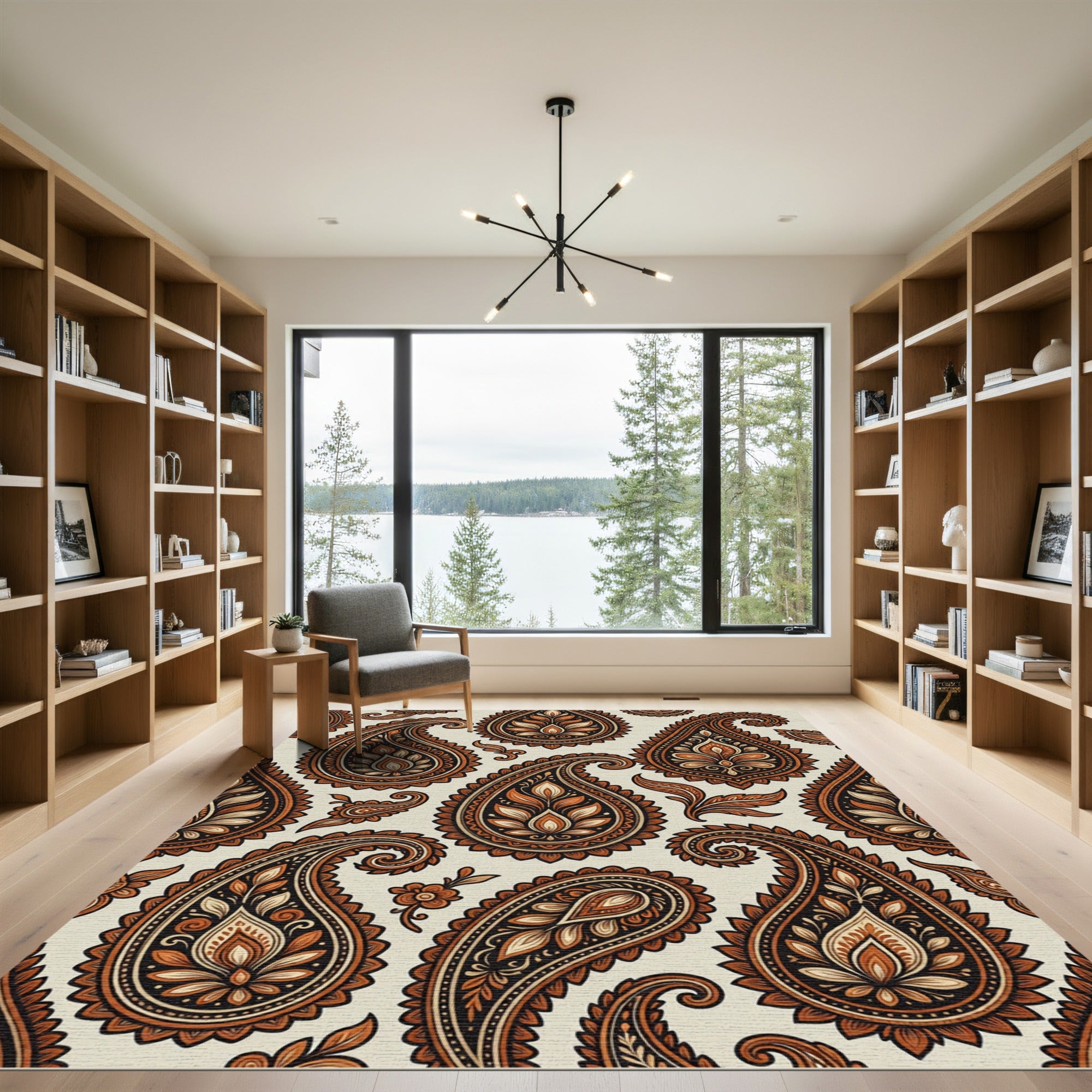 Warm Earthy Tone Paisley Floral Rug