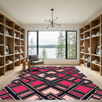 Geometric Magenta and Blush Art Deco Rug