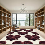Dark Maroon Cupid Heart Illustration Rug