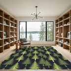 Forest Green Evergreen Pine Tree Landscape Rug