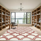 Scalloped Dusty Rose Geometric Arch Rug