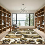 Old World Farmhouse Landscape Scene Rug