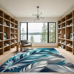Blues And Grays Feather Waves Rug