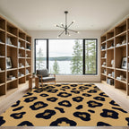 Golden Black Leopard Spot Rendering Rug