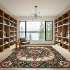 Vintage Pink Floral Camellia Medallion Rug