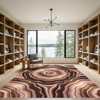 Brown Agate Swirl Layered Ripples Rug