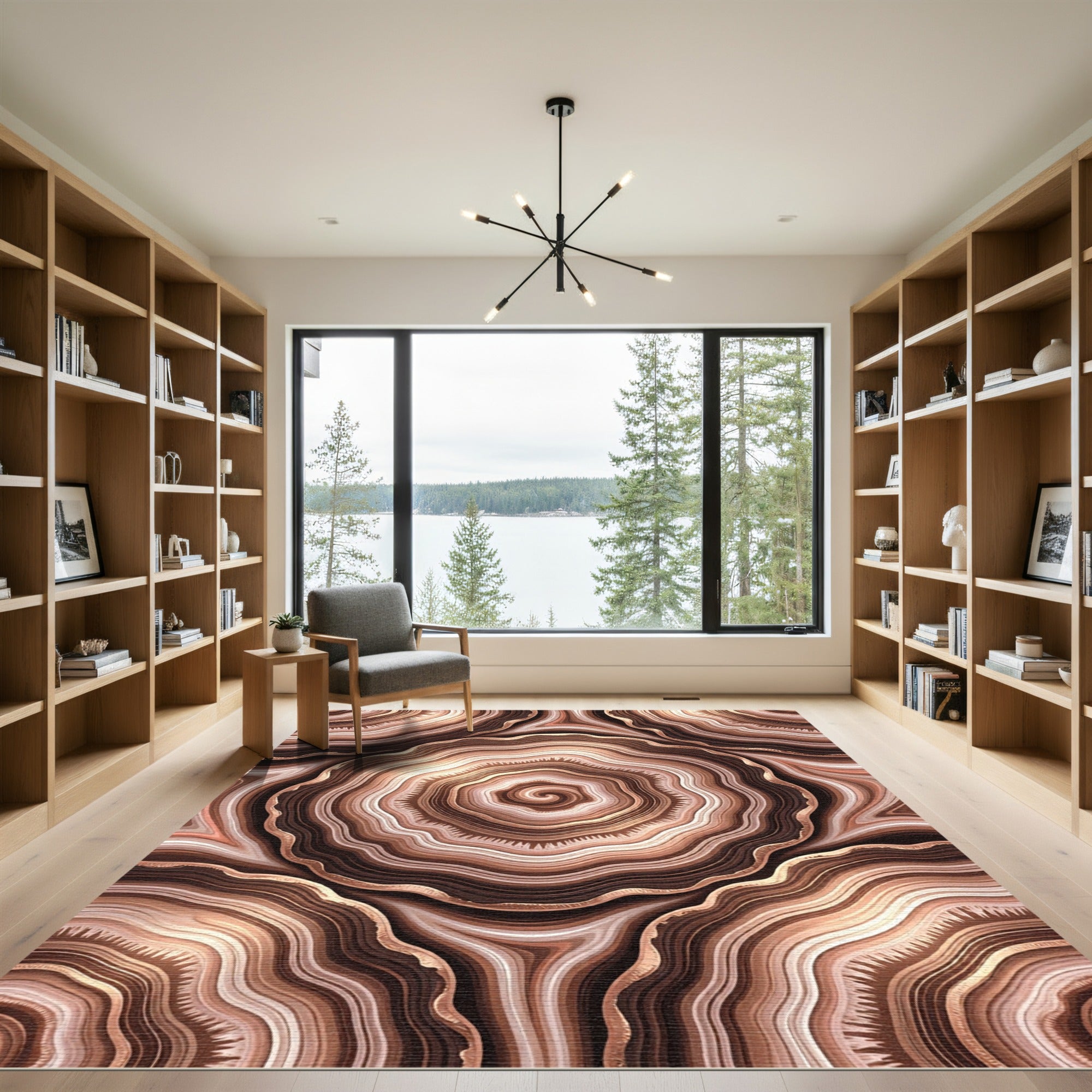 Brown Agate Swirl Layered Ripples Rug