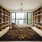 Golden Art Deco Sunburst Medallion Rug