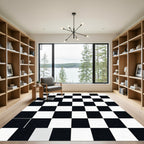 Black White Checkerboard Grid Rug