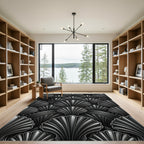 Sophisticated Art Deco Monochrome Shell Rug