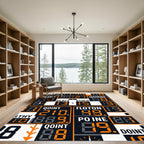 Industrial Digital Scoreboard Grid Orange Rug