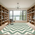 Sage Green Minimalist Chevron Zigzag Rug