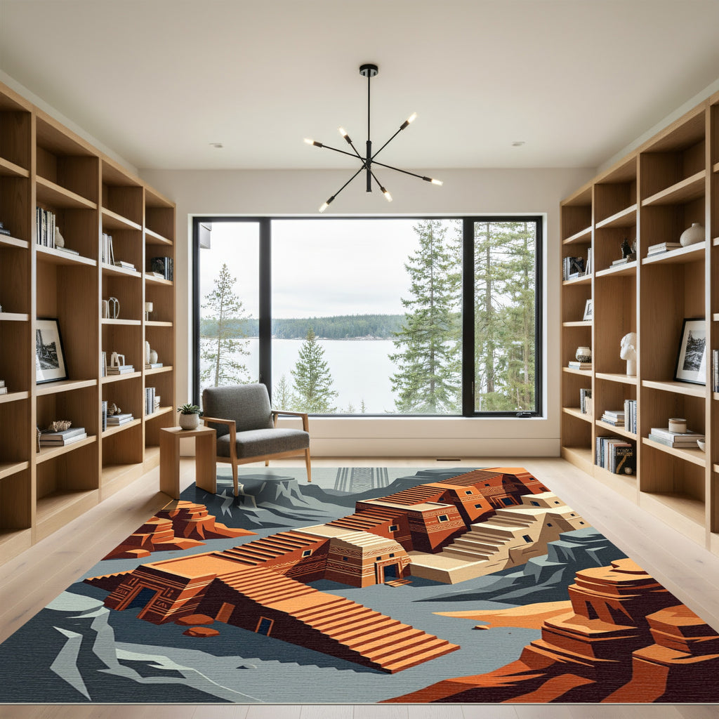 Terracotta Geometric Pueblo Arch Rug
